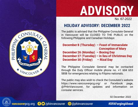 PUBLIC ADVISORY Since 20 December .